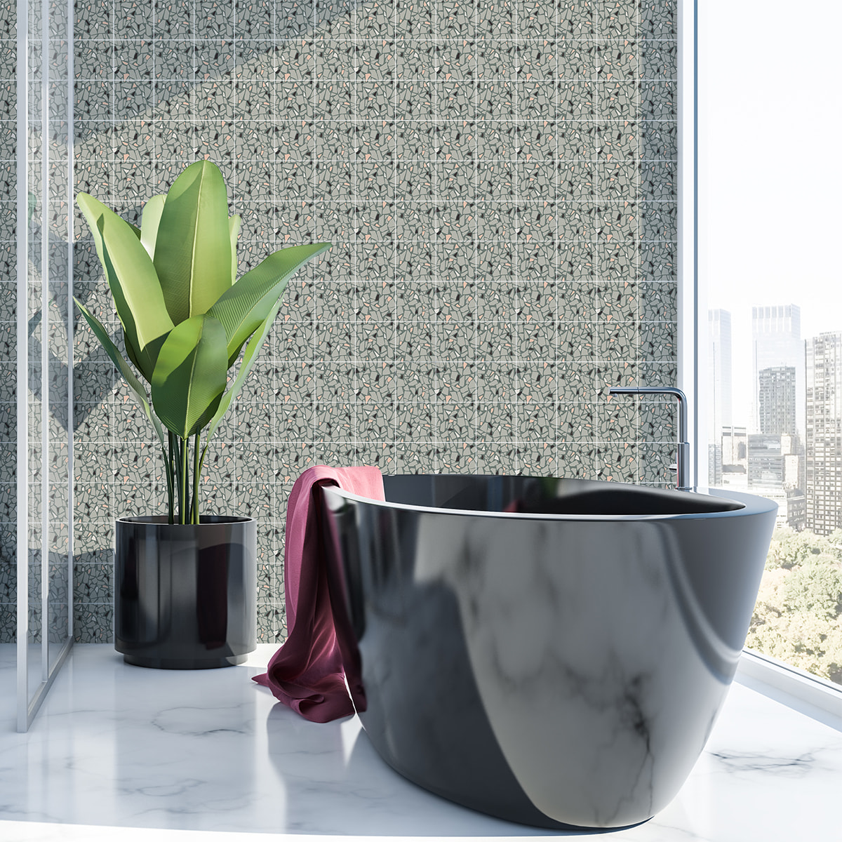 Stickers muraux - Sticker Mural Carrelage adhésif Cuisine Salle de Bain - 60 STICKERS CARRELAGES TERRAZZO VICTORINO