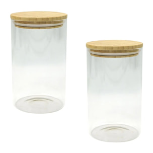 Ensemble de 2 Boîtes de conservation en verre avec couvercle en Bambou Fackelmann Eco Friendly