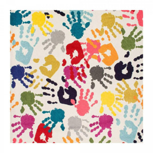 Tapis enfant Lafi motif mains multicolores, facile d'entretien