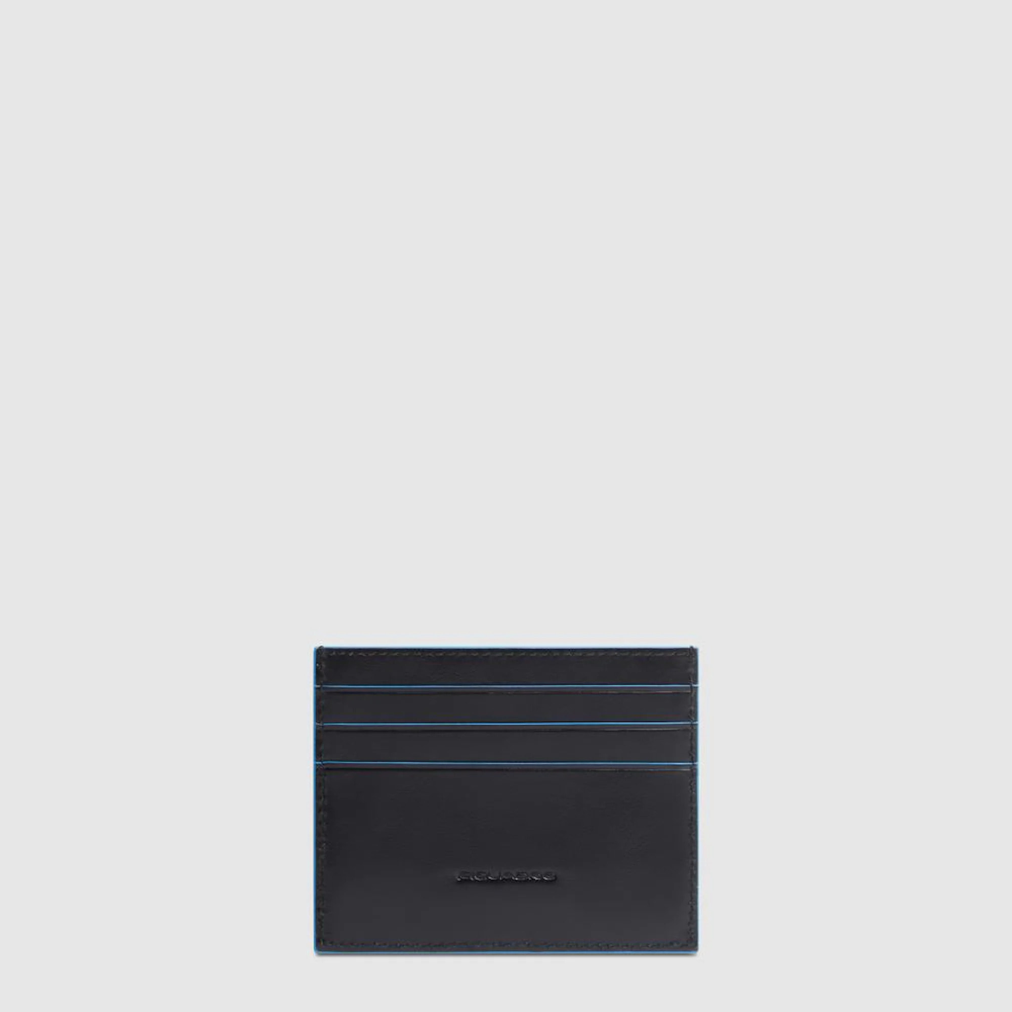 Piquadro Portacarte di credito sottile in pelle, schermato con protezione RFID