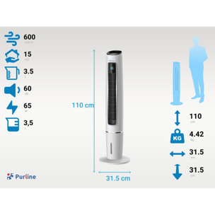 Climatizador evaporativo de muy bajo consumo en forma de torre RAFY 75 PURLINE