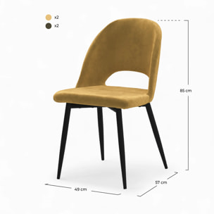 Pack 4 chaises en velours jaune et vert - Pénélope