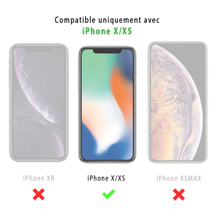 Coque iPhone X/XS Antichocs Silicone + 2 Vitres en Verre Trempé Protection écran