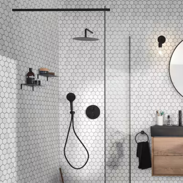 Paroi de douche fixe ou paroi latérale 200 x 80 Contra noir mat