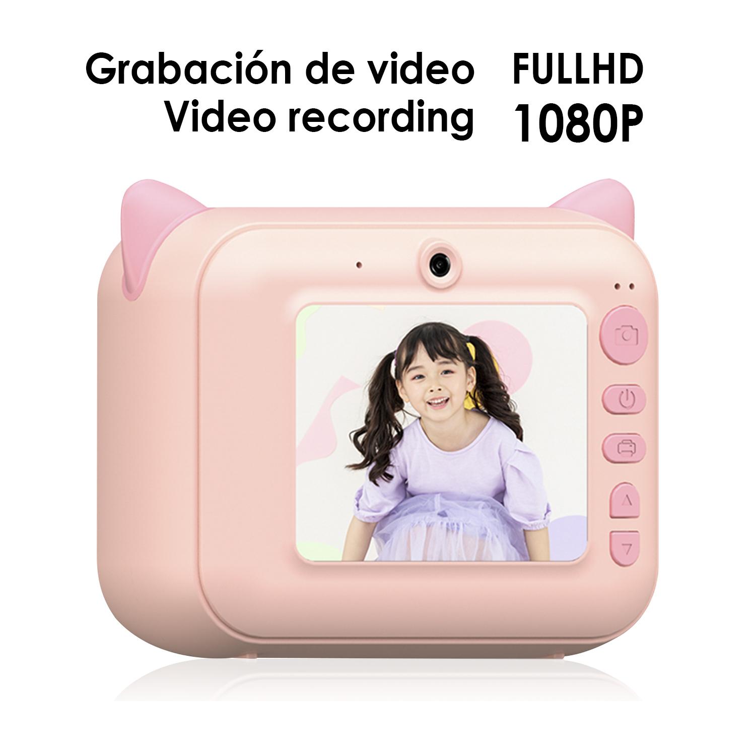 Cámara digital de fotos 12mpx y video FullHD para niños. Impresión instantánea de tus fotos preferidas. Doble cámara, para selfies.