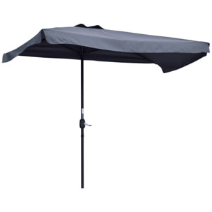 Sombrilla Rectangular 230x130x249 cm Parasol para Pared Media Sombrilla con Manivela Protección UV Impermeable Sombrilla para Balcón Terraza Jardín Gris Oscuro
