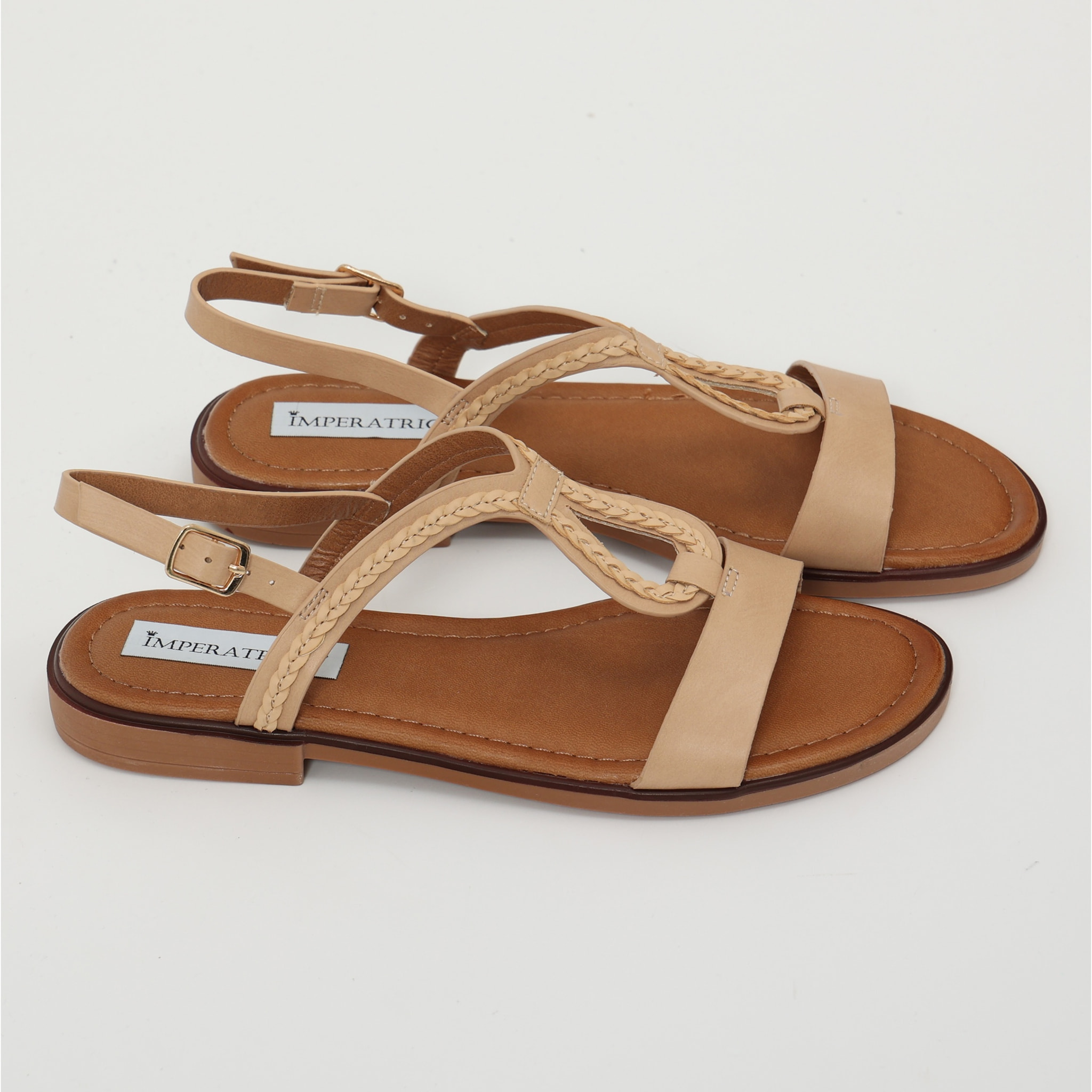 Sandali bassi in simil pelle con fasce intrecciate