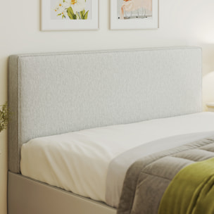 Tête de lit murale rembourrée tissu toucher lin - dim. 140L x 60H cm ép. 10 cm -gris clair chiné