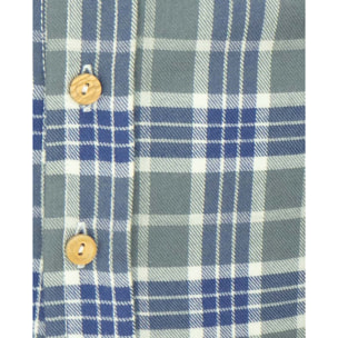 Camisa cuello camisero cuadros verde y azul