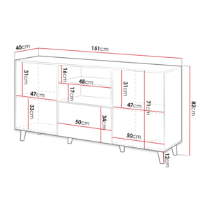 Come - buffet bas - bois - 150 cm - style contemporain - Bois
