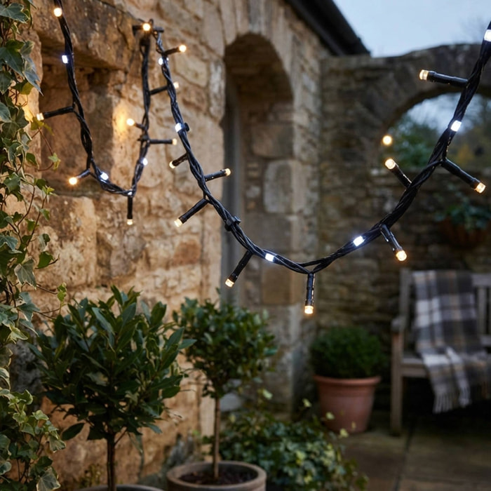Guirnalda snake de luces led blanco y blanco cálido con efecto cascada con 15 funciones y temporizador