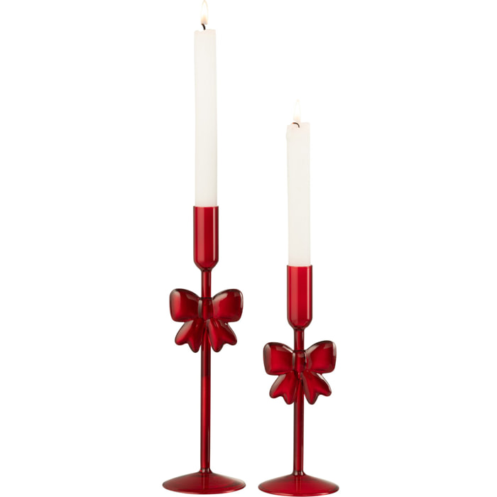J-Line bougeoir - verre - rouge - set de 2