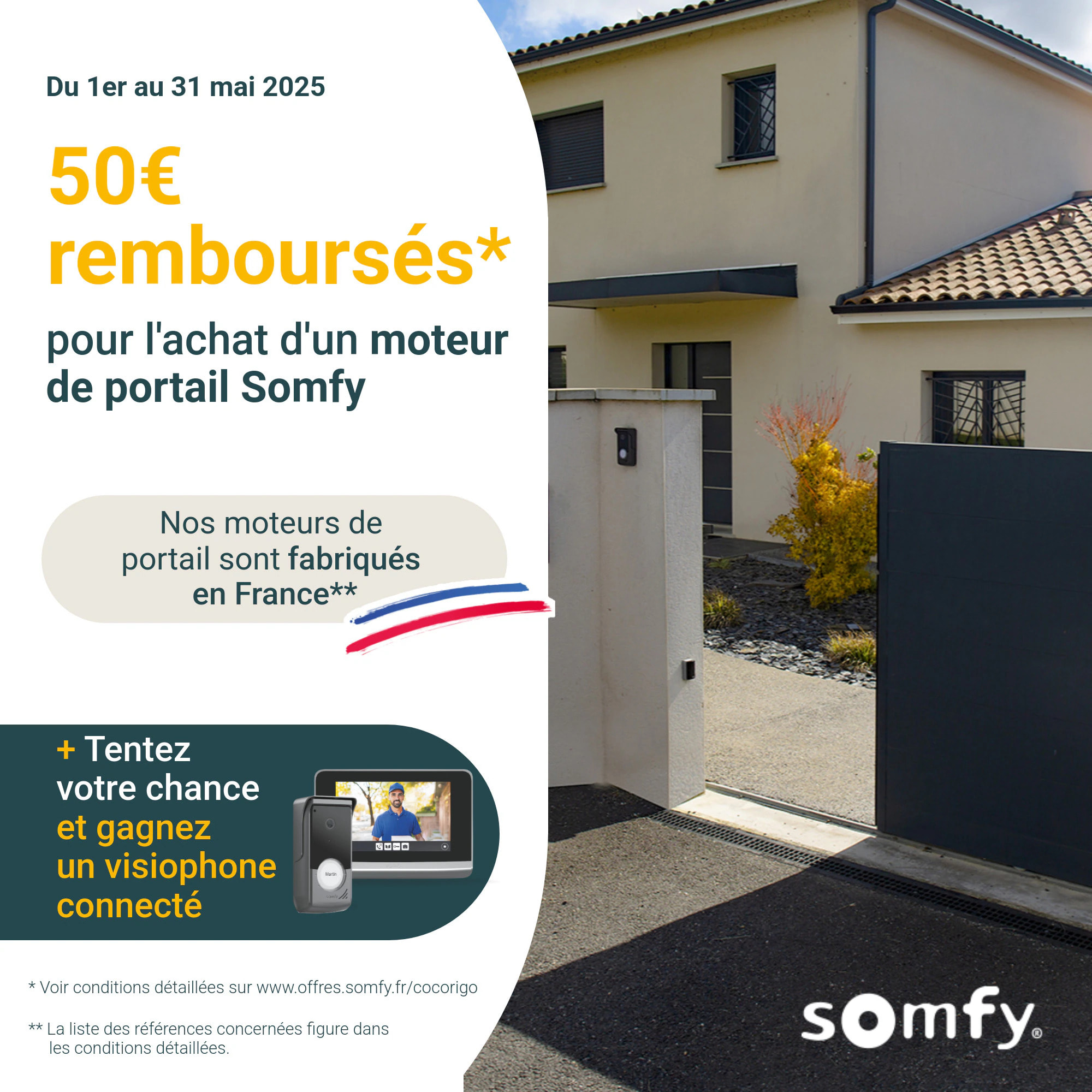 Motorisation à bras Lockyvia Essential RTS pour portail battant - Livrée avec 3 télécommandes Keypop, feu clignotant, et photocellules