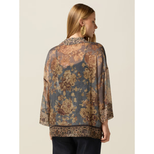 Oltre - Camisa estampada con mangas kimono - Beige