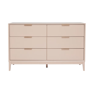 Commode rose poudré et métal doré 6 tiroirs L120 cm GIANA