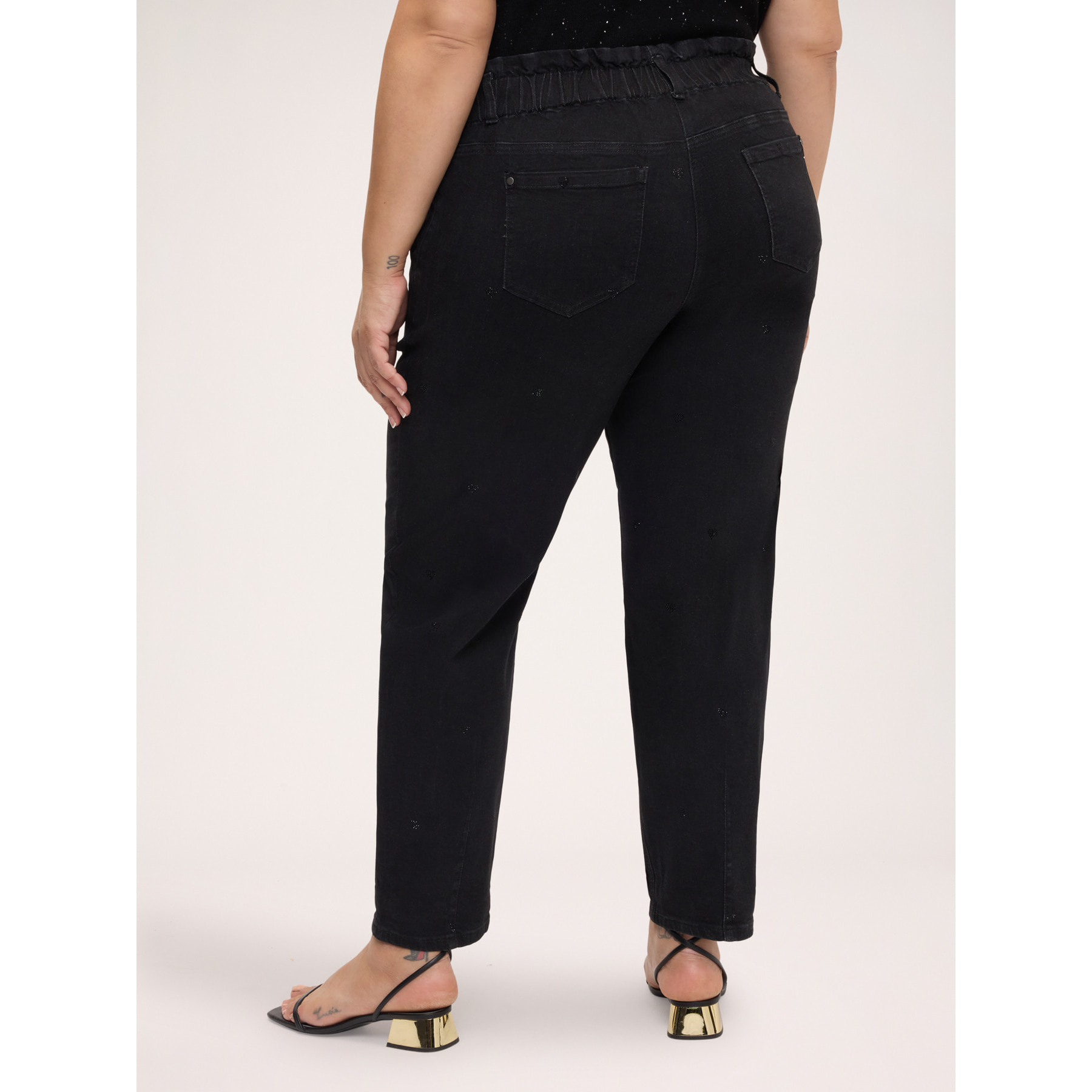 Fiorella Rubino - Jeans Balloon black con applicazioni - Nero