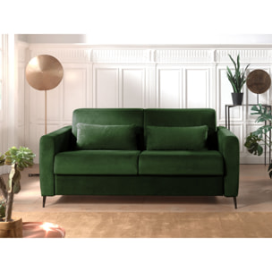 Owen - canapé 3 places convertible - couchage quotidien - matelas 12 cm - en velours - Vert