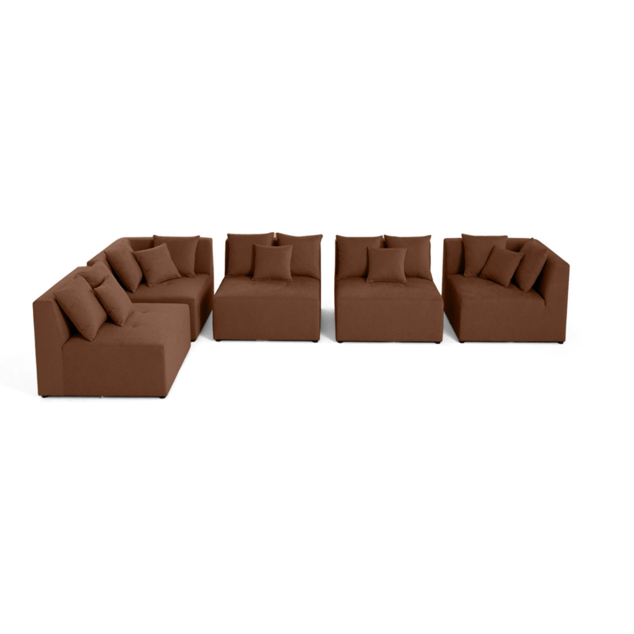 Amalfi - canapé modulable d'angle réversible - 5 places - en tissu - Terracotta