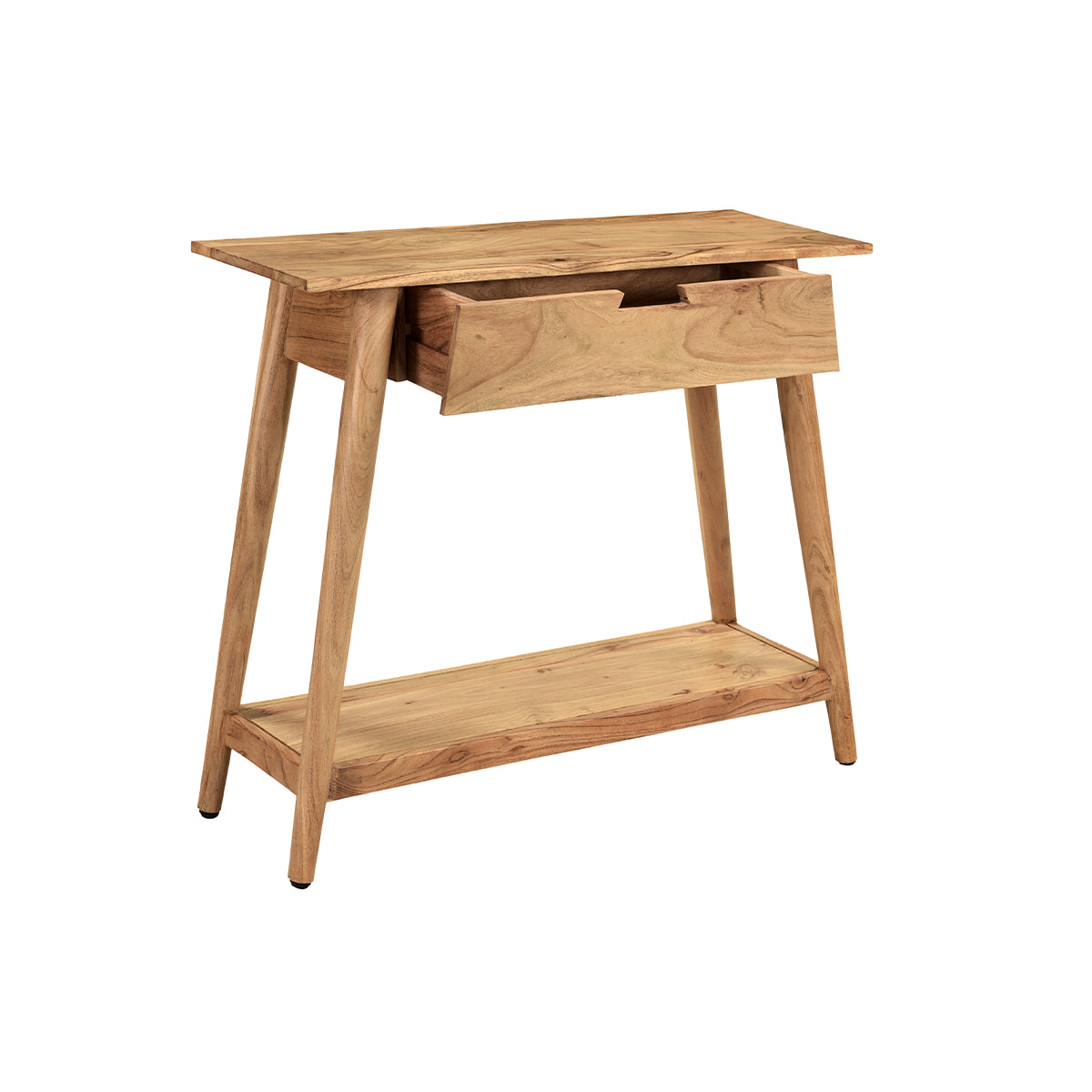 Console naturelle avec tiroir en bois massif L90 cm FRANKLIN