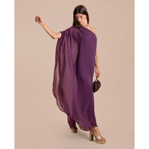 Vestido largo con capa asimétrico