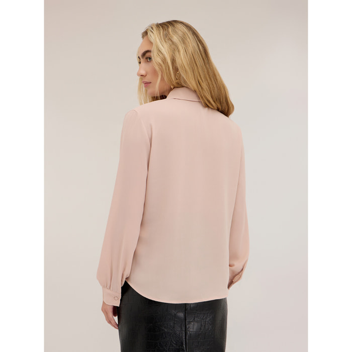 Motivi - Camisa en crepé de China con cuello clásico - Rosa