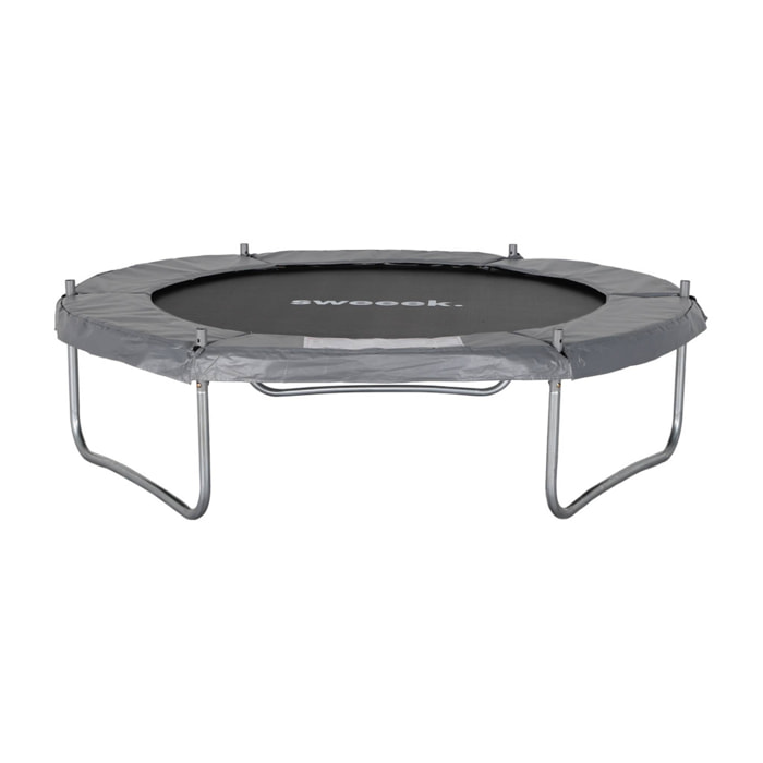 Trampoline rond Ø 180cm gris avec son filet de protection - Cassiopée - Trampoline de jardin 2m| Qualité PRO. | Normes EU.