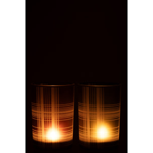J-Line photophore Carreaux - verre - marron/vert - large - 2 pcs