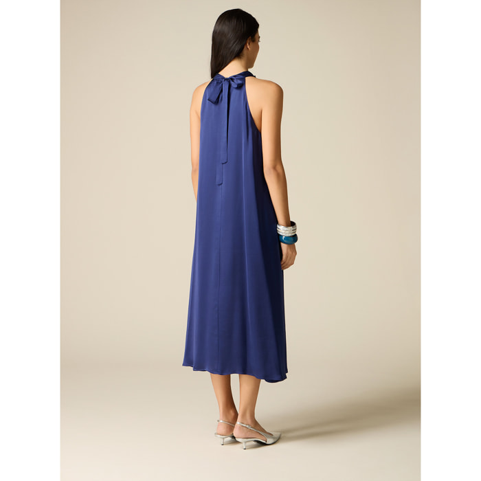 Oltre - Vestito lungo linea ad A in raso - Blu