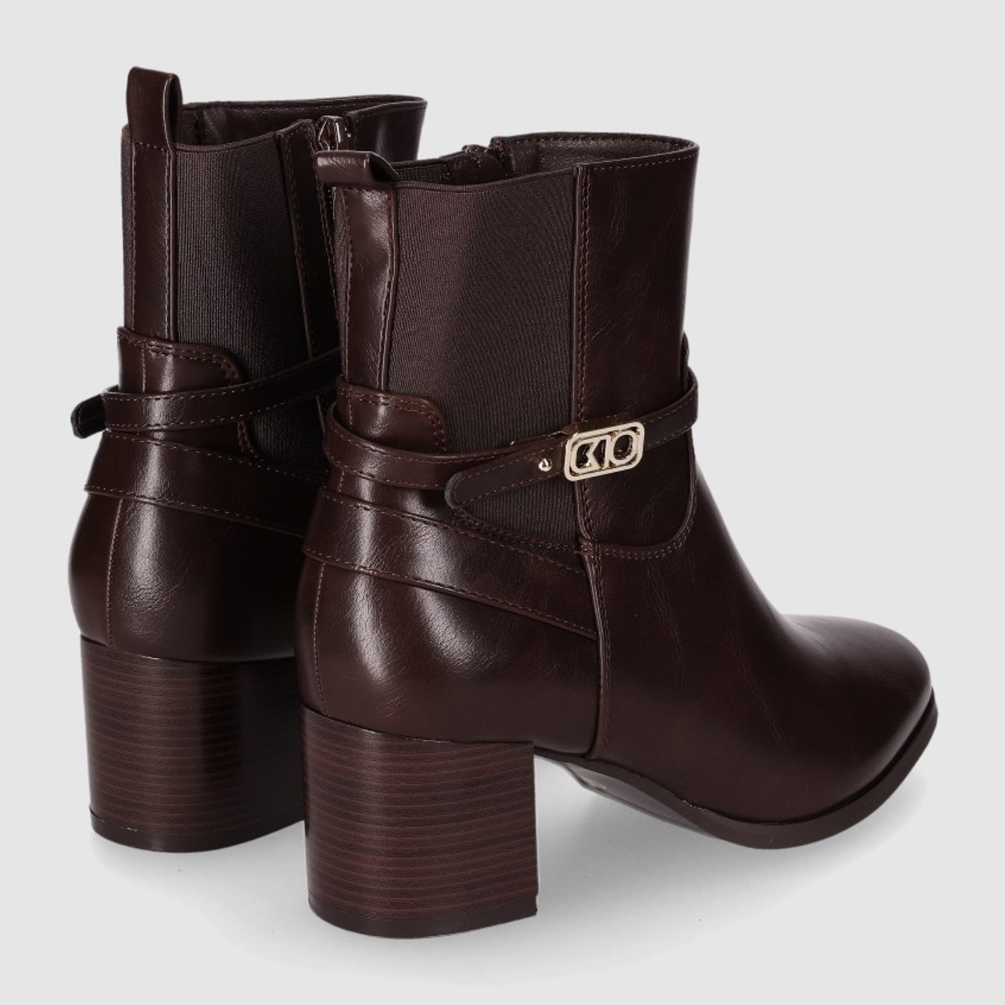 Botines de Piel Sintética - Marron - Tacón: 6 cm