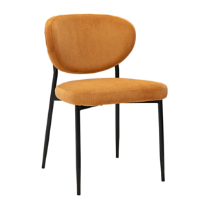 Chaises en tissu velours côtelé jaune curry et métal noir (lot de 2) BREKA