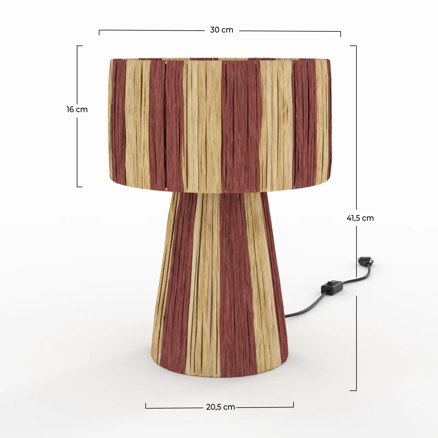 Lampe rayée terracotta en feuille de palmier - Soléa