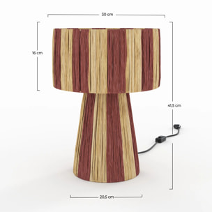 Lampe rayée terracotta en feuille de palmier - Soléa