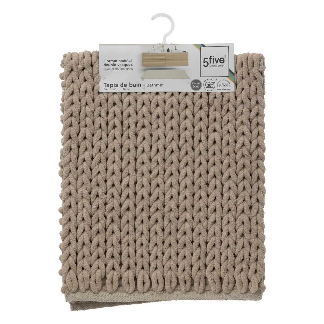 Tapis de bain 50x120cm "Colorama" beige naturel