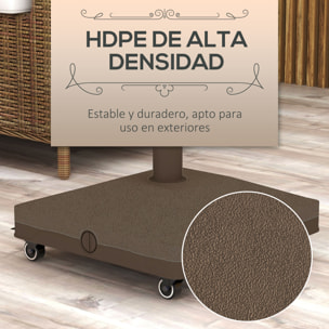 Base para Sombrilla con Ruedas, 2,5 kg, Soporte de Parasol de HDPE, Pie para Sombrilla con Postes Ø22 mm a Ø38 mm, Rellenable de Arena 18 kg o Agua 16 kg, para Jardín, Patio, Terraza, Marrón