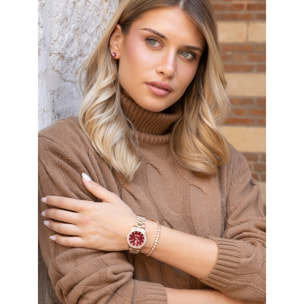 Bracciale U.S. Polo Assn. In metallo dorato rosa con cristalli bianchi rotondi