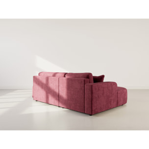 Miro - Canapé d'angle gauche 4 places convertible avec coffre en velours texturé - Prune