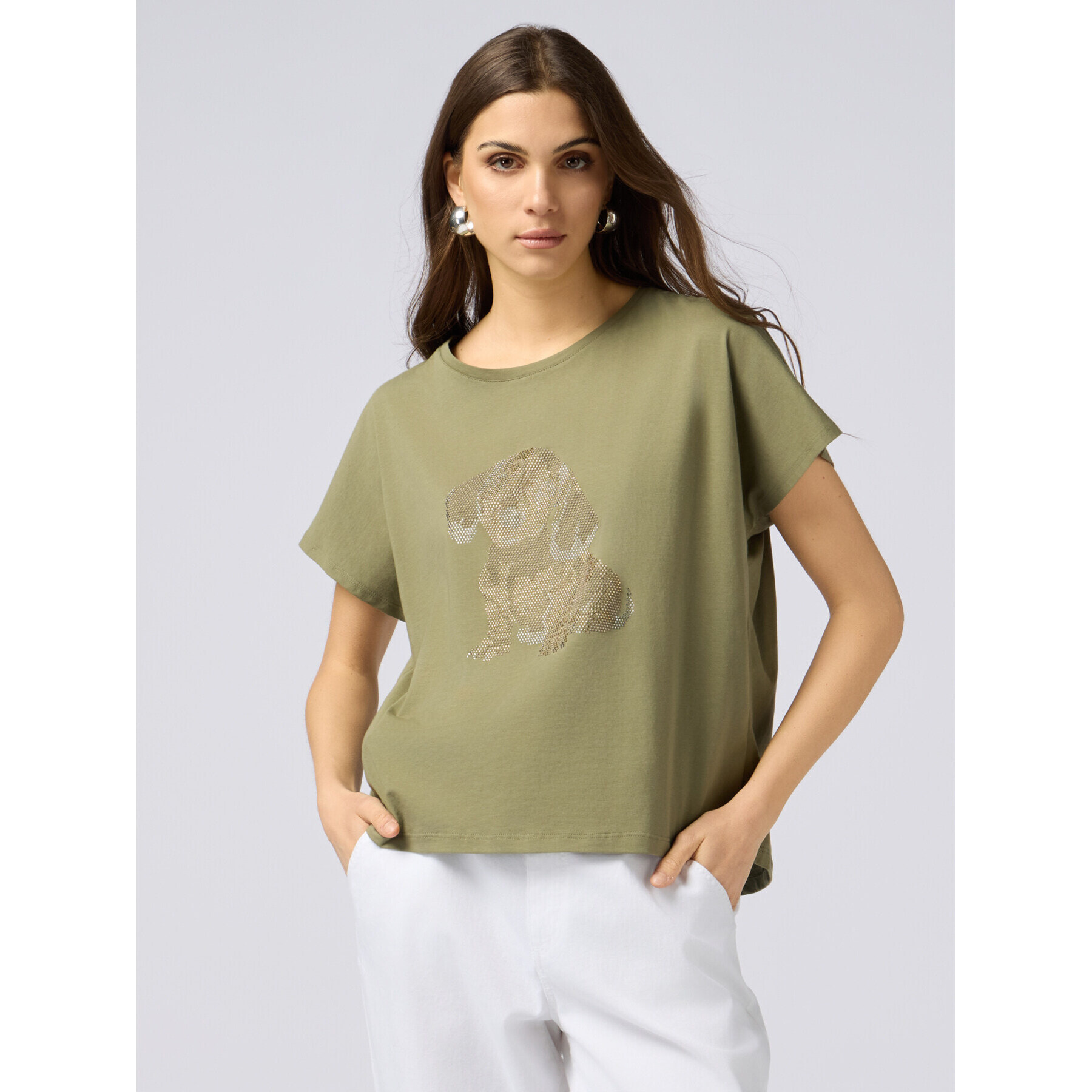 Oltre - Camiseta de algodón con aplicaciones - Verde