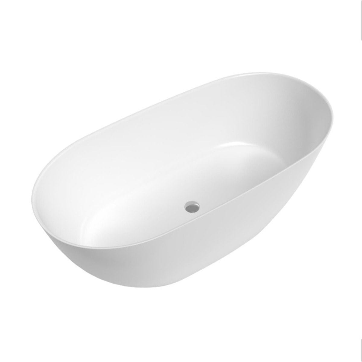 Aulis 160x74 cm Baignoire îlot en marbre Coulé 293L, sans pieds, blanc (SATAU1600)