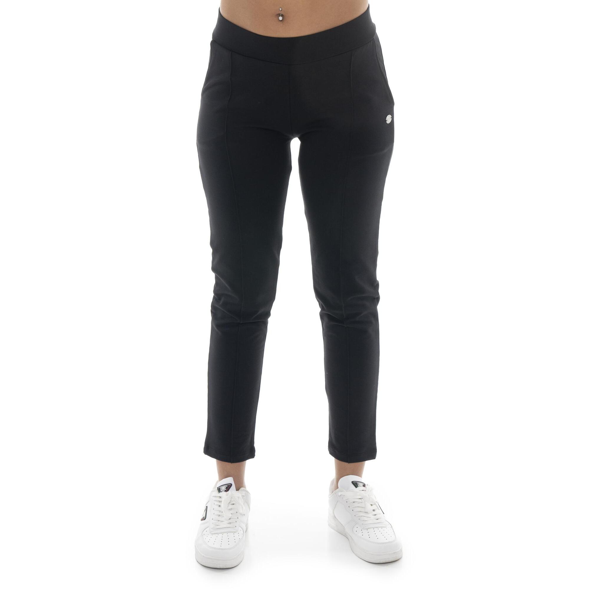 Pantaloni da donna in cotone non felpato con piega Leone Basic