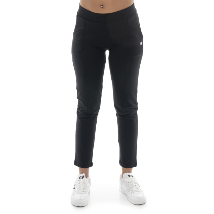 Pantaloni da donna in cotone non felpato con piega Leone Basic