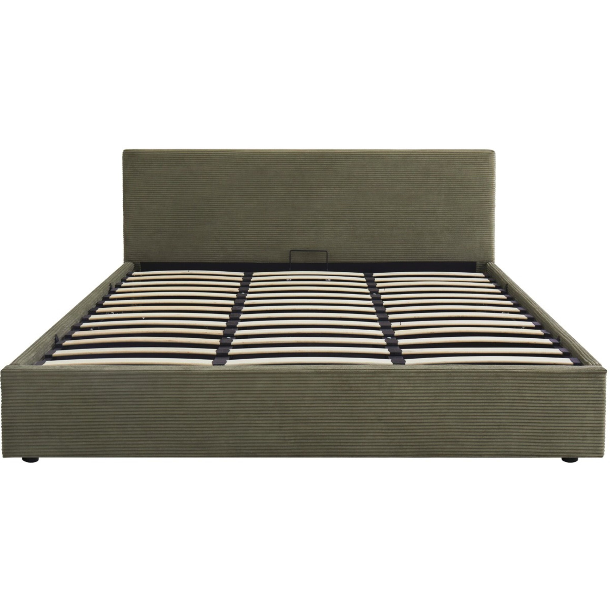 Lit coffre avec tête de lit en velours côtelé - TINA