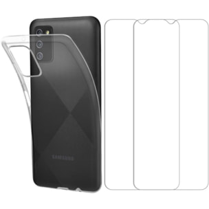 Pack ESSENTIELB Samsung A03s Coque + Verre trempé x2