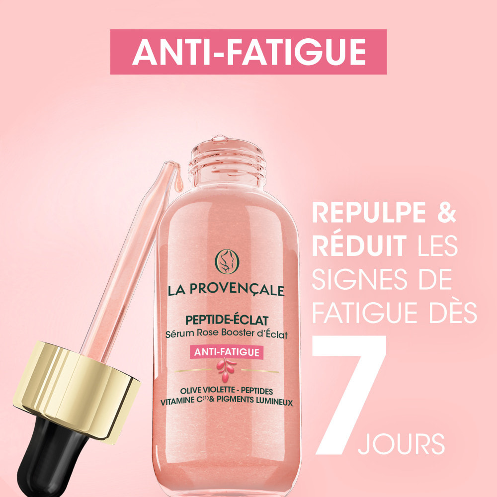 La Provençale Peptide-Eclat - Sérum Rose Booster d'Eclat Anti-fatigue - Olive violette - Peptides, Vitamine C* & Pigments lumine