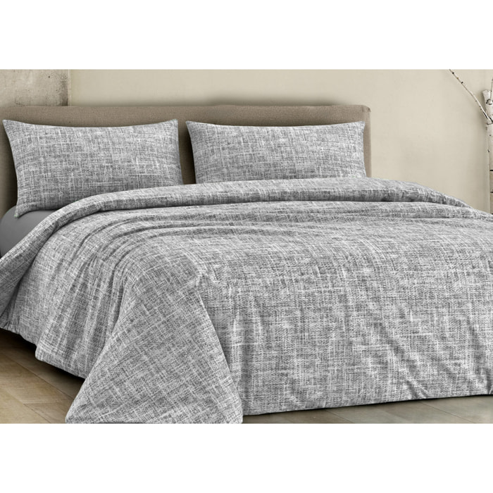 Copripiumino 100% Cotone Disegno Canva Grigio