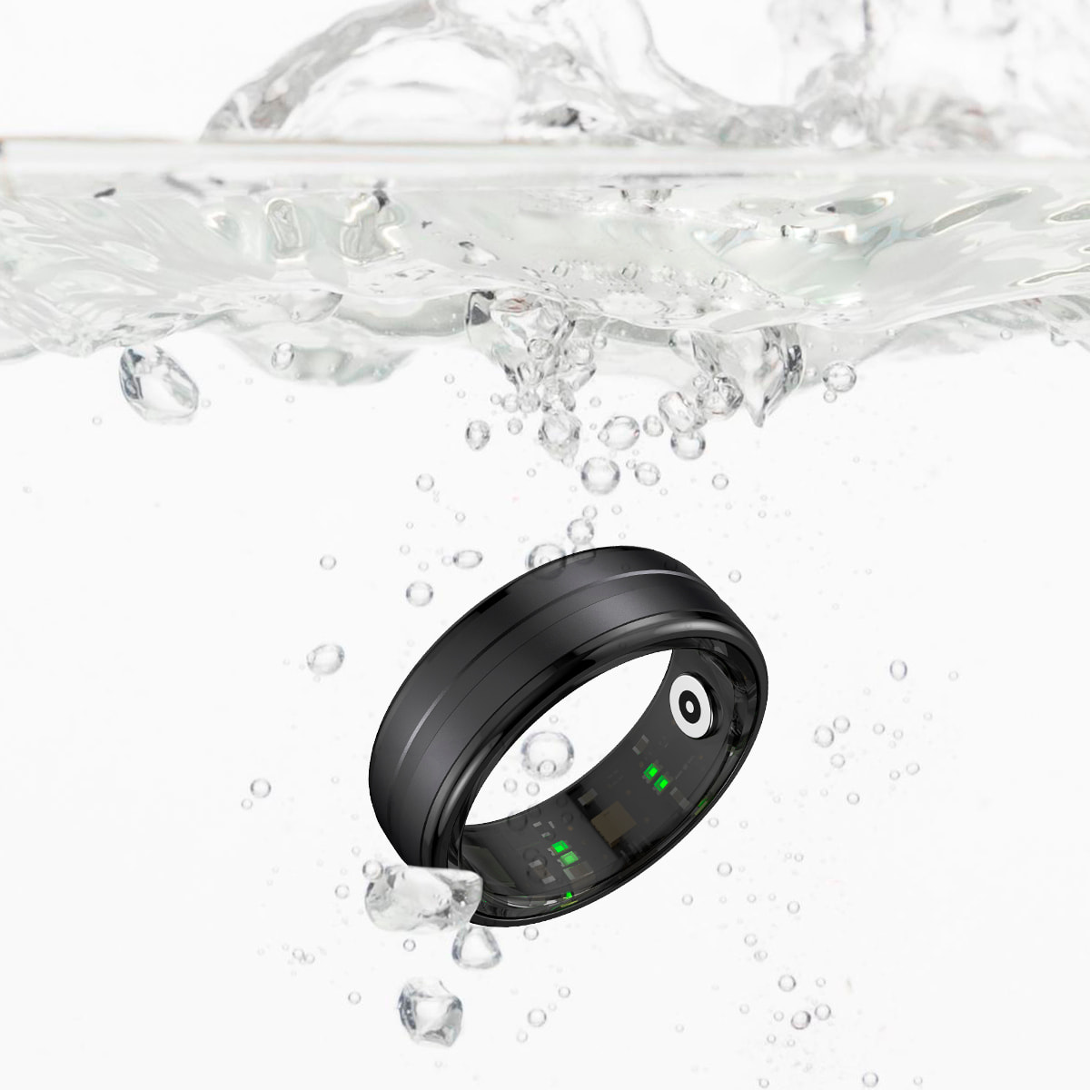 Anillo inteligente Smart Ring Orbyt Talla 11, Diámetro 20,8mm, para Hombre y Mujer, Estuche de Carga, Análisis del Sueño/Pulsometro/Podómetro/Calorías, Impermeable, Android e iOS, Color negro