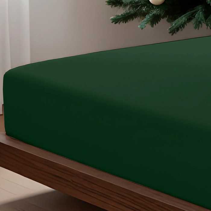Drap-housse Vert Uni 100% coton