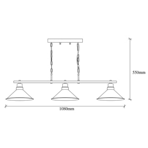 NILA - Suspension industreille noire 3 ampoules