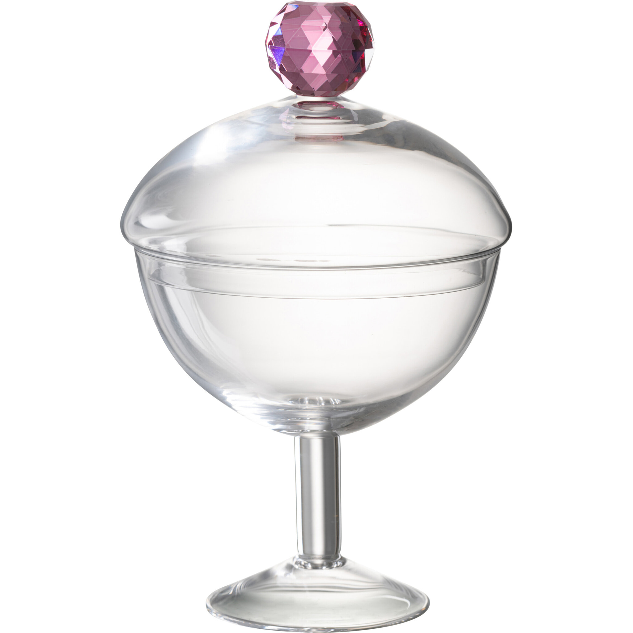 J-Line pot de conservation Diamond Cristal - verre - transparent/rose - large