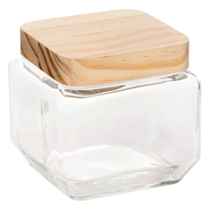 Bocal verre carré couvercle pin "Pin" 0,85L