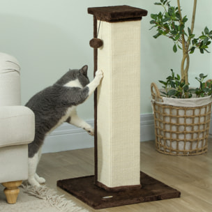 Poste Rascador para Gatos Altura 81 cm Rascador para Gatos Arañador para Gatos con Poste de Sisal y Bola Colgante 41x41x81 cm Marrón